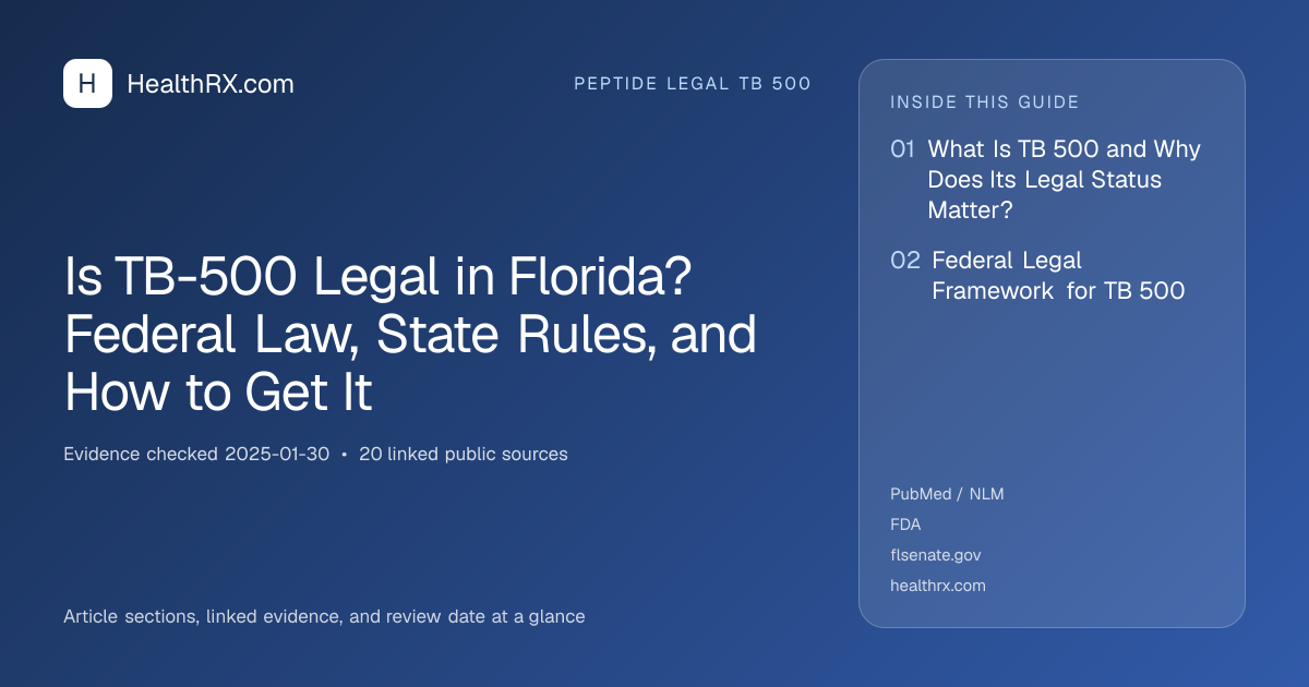 Evidence overview for Is TB-500 Legal in Florida? Federal Law, State Rules, and How to Get It