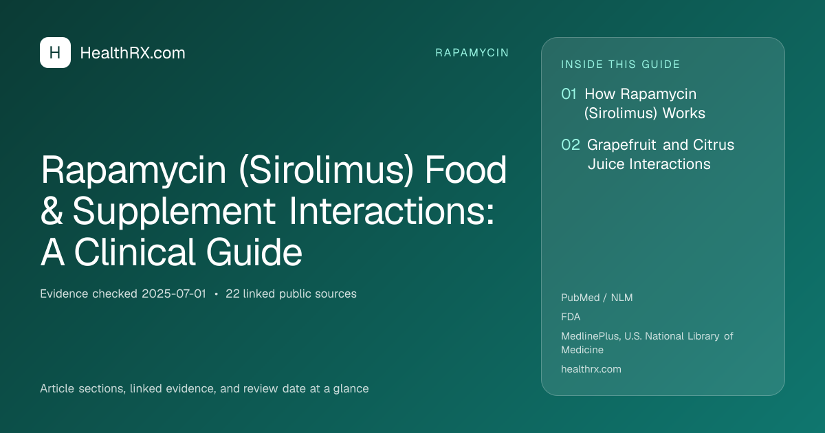 Evidence overview for Rapamycin (Sirolimus) Food & Supplement Interactions: A Clinical Guide
