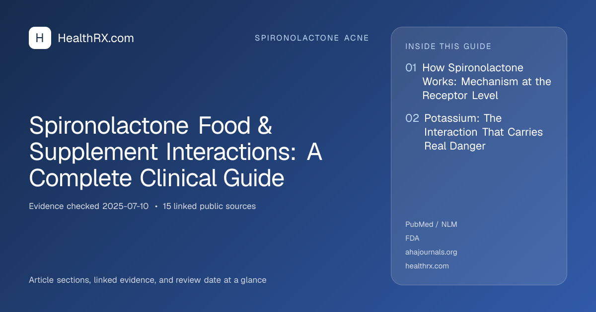 Evidence overview for spironolactone acne: Spironolactone Food & Supplement Interactions: A Complete Clinical Guide