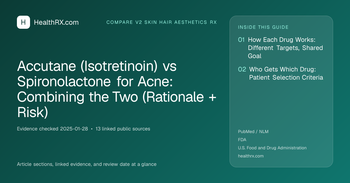 Evidence overview for Accutane (Isotretinoin) vs Spironolactone for Acne: Combining the Two (Rationale + Risk)