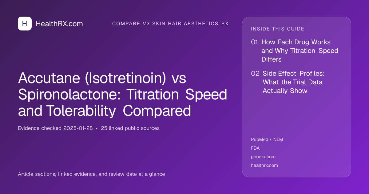 Evidence overview for compare v2 skin hair aesthetics rx: Accutane (Isotretinoin) vs Spironolactone: Titration Speed and Tolerability Compared