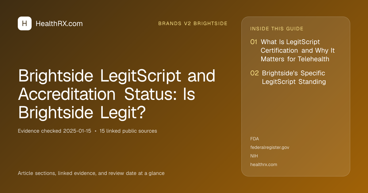 Evidence overview for brands v2 brightside: Brightside LegitScript and Accreditation Status: Is Brightside Legit?
