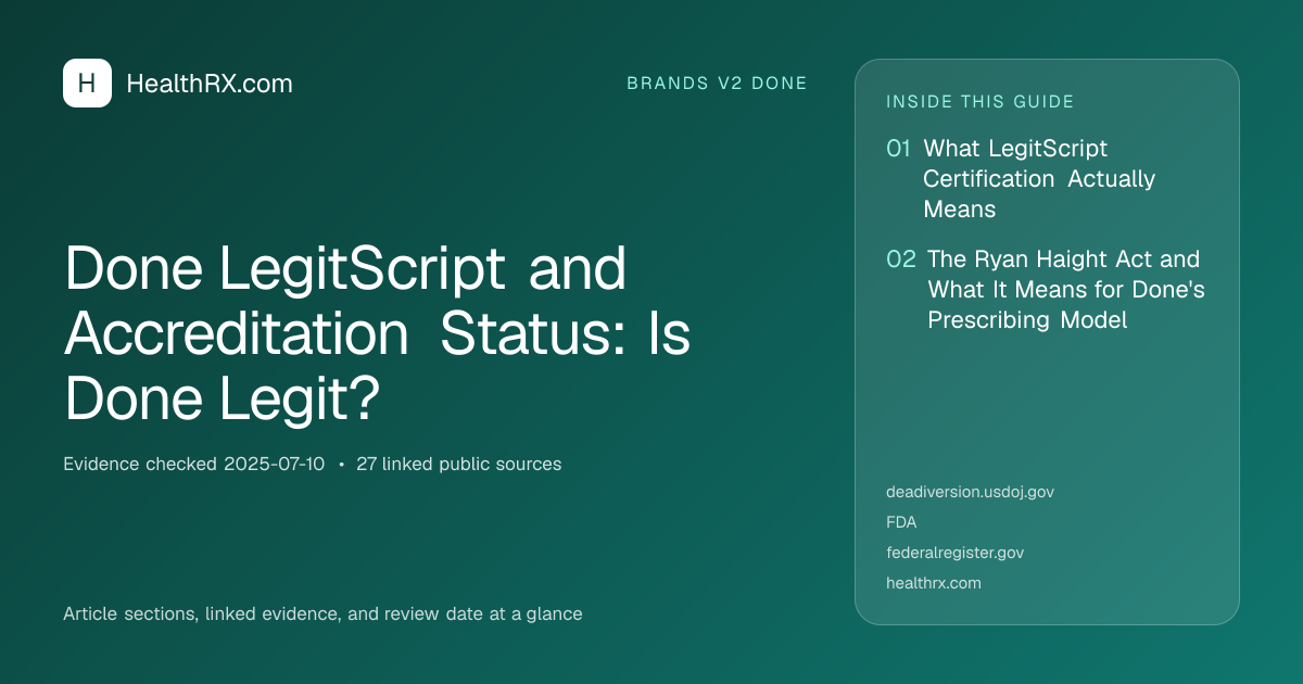 Evidence overview for brands v2 done: Done LegitScript and Accreditation Status: Is Done Legit?