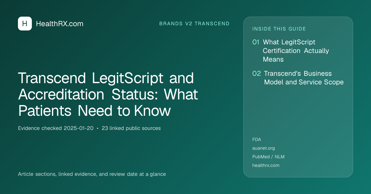Evidence overview for Transcend LegitScript and Accreditation Status: What Patients Need to Know