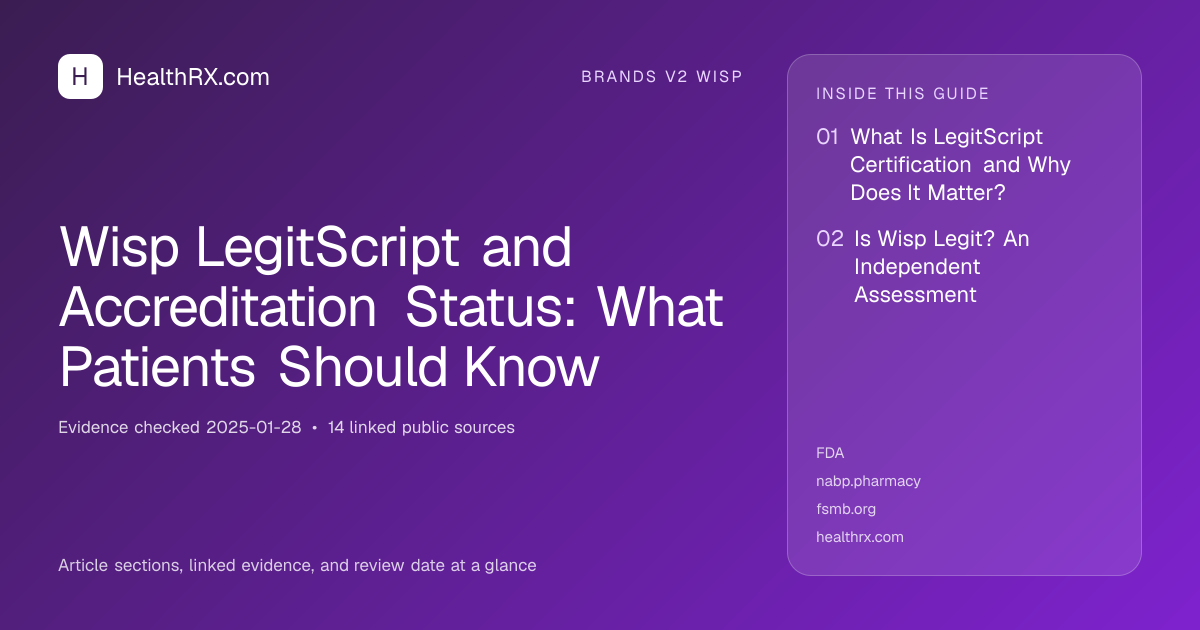 Evidence overview for brands v2 wisp: Wisp LegitScript and Accreditation Status: What Patients Should Know