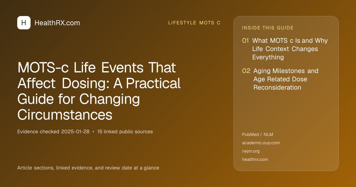 Evidence overview for MOTS-c Life Events That Affect Dosing: A Practical Guide for Changing Circumstances