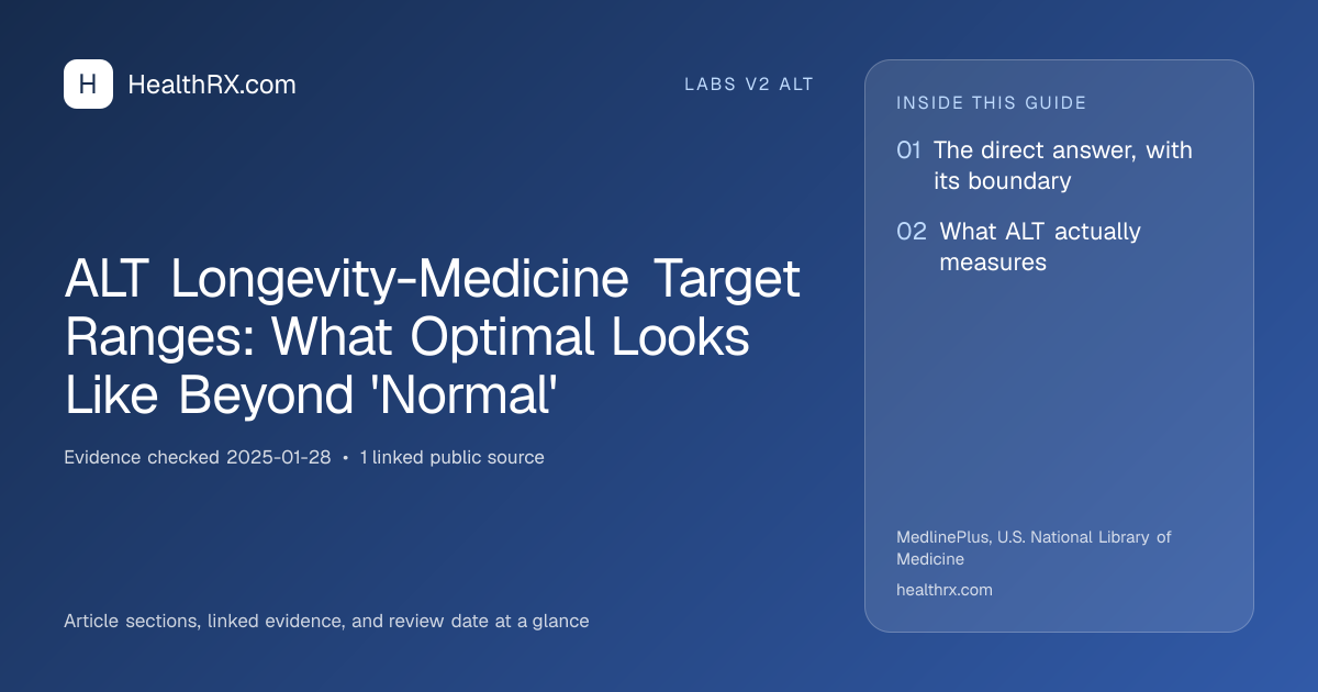 Evidence overview for ALT Longevity-Medicine Target Ranges: What Optimal Looks Like Beyond 'Normal'