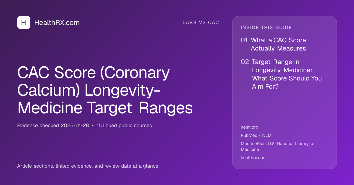 Evidence overview for CAC Score (Coronary Calcium) Longevity-Medicine Target Ranges