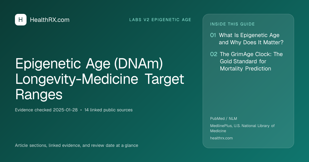 Evidence overview for Epigenetic Age (DNAm) Longevity-Medicine Target Ranges