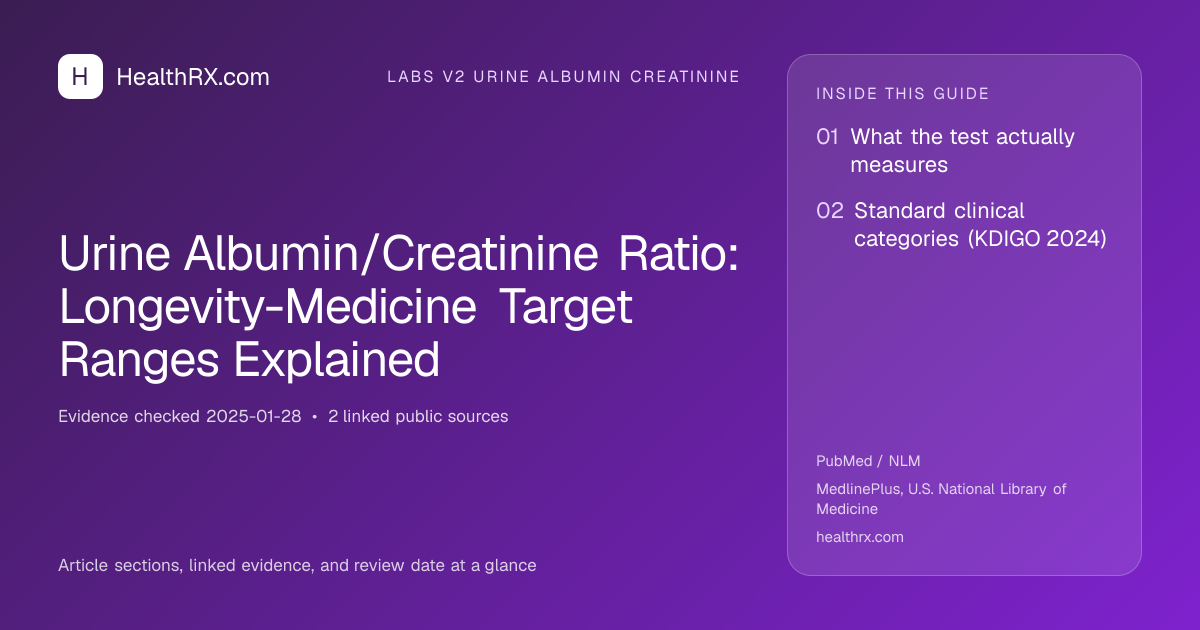 Evidence overview for Urine Albumin/Creatinine Ratio: Longevity-Medicine Target Ranges Explained