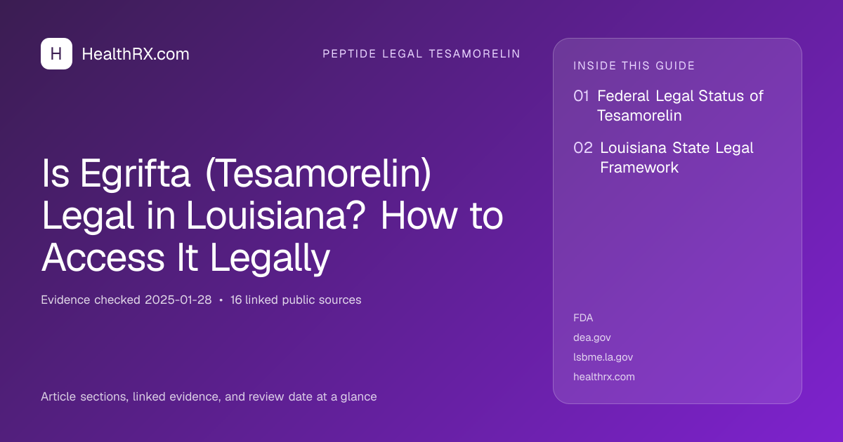 Evidence overview for Is Egrifta (Tesamorelin) Legal in Louisiana? How to Access It Legally