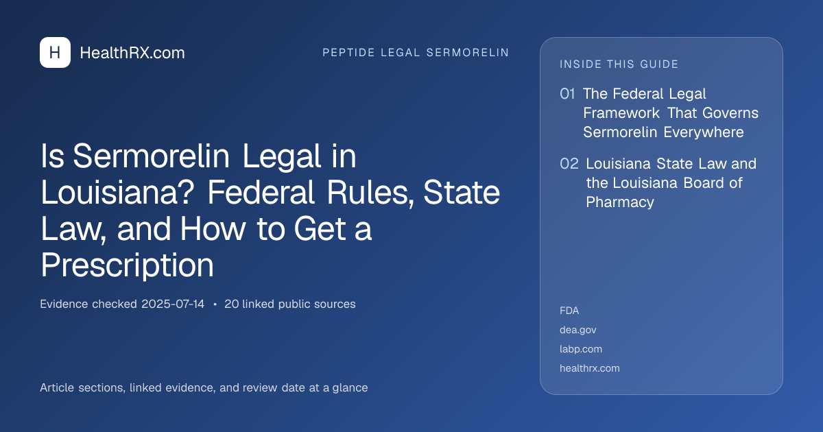Evidence overview for Is Sermorelin Legal in Louisiana? Federal Rules, State Law, and How to Get a Prescription