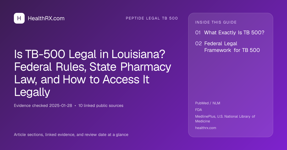 Evidence overview for Is TB-500 Legal in Louisiana? Federal Rules, State Pharmacy Law, and How to Access It Legally
