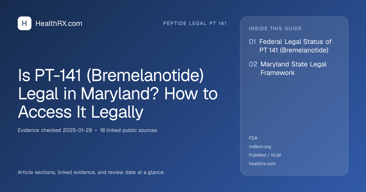 Evidence overview for Is PT-141 (Bremelanotide) Legal in Maryland? How to Access It Legally