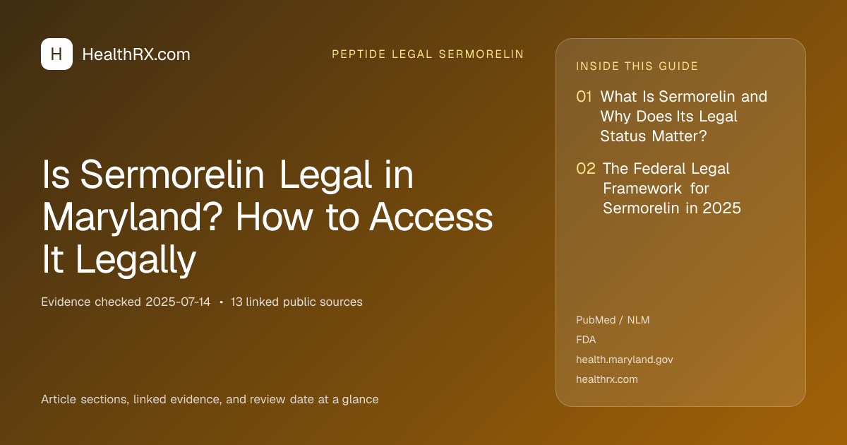 Evidence overview for Is Sermorelin Legal in Maryland? How to Access It Legally