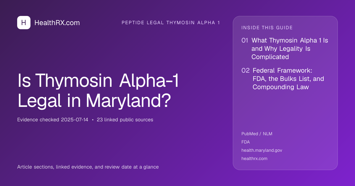 Evidence overview for Is Thymosin Alpha-1 Legal in Maryland?