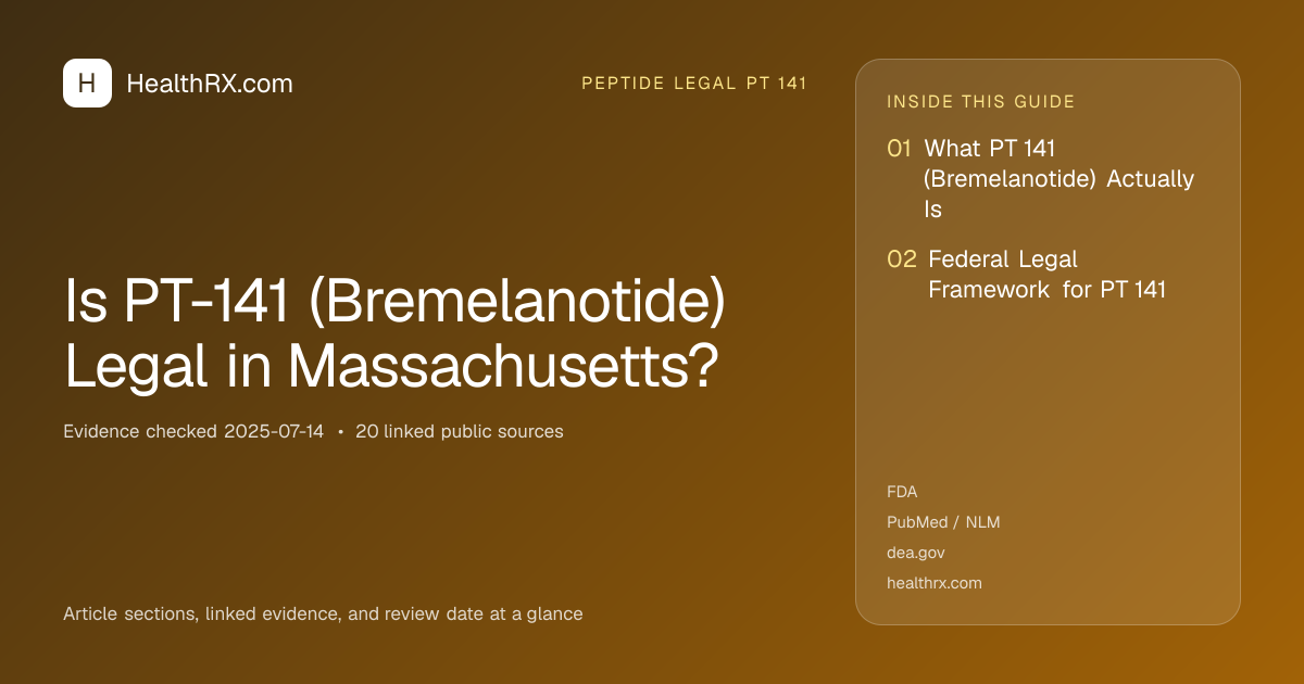 Evidence overview for Is PT-141 (Bremelanotide) Legal in Massachusetts?