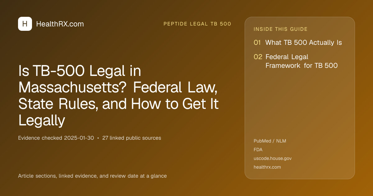 Evidence overview for Is TB-500 Legal in Massachusetts? Federal Law, State Rules, and How to Get It Legally
