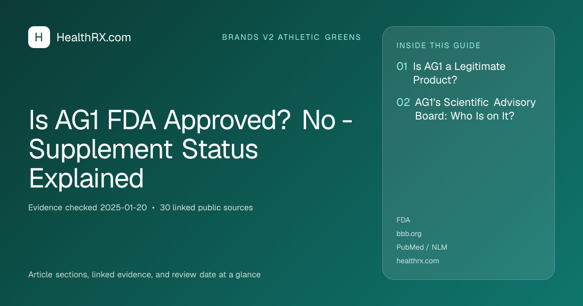 Evidence overview for brands v2 athletic greens: Is AG1 FDA Approved? No - Supplement Status Explained