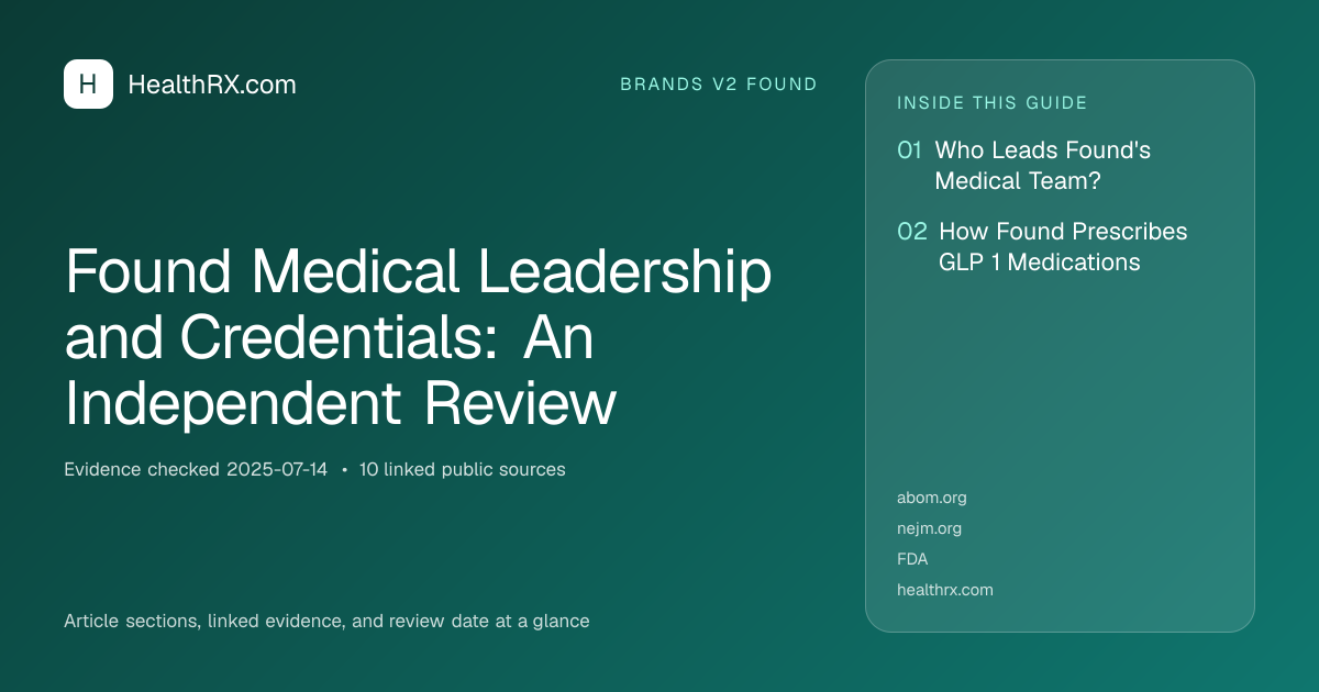 Evidence overview for Found Medical Leadership and Credentials: An Independent Review