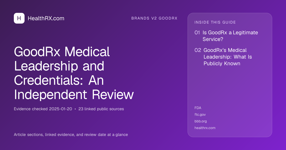 Evidence overview for brands v2 goodrx: GoodRx Medical Leadership and Credentials: An Independent Review