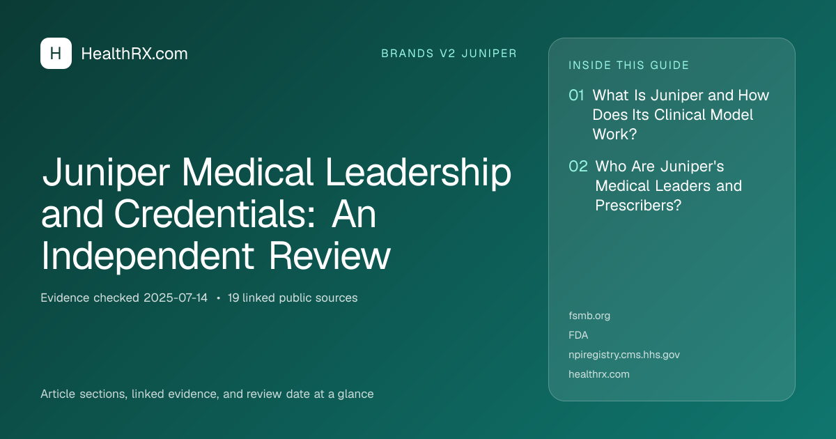 Evidence overview for Juniper Medical Leadership and Credentials: An Independent Review
