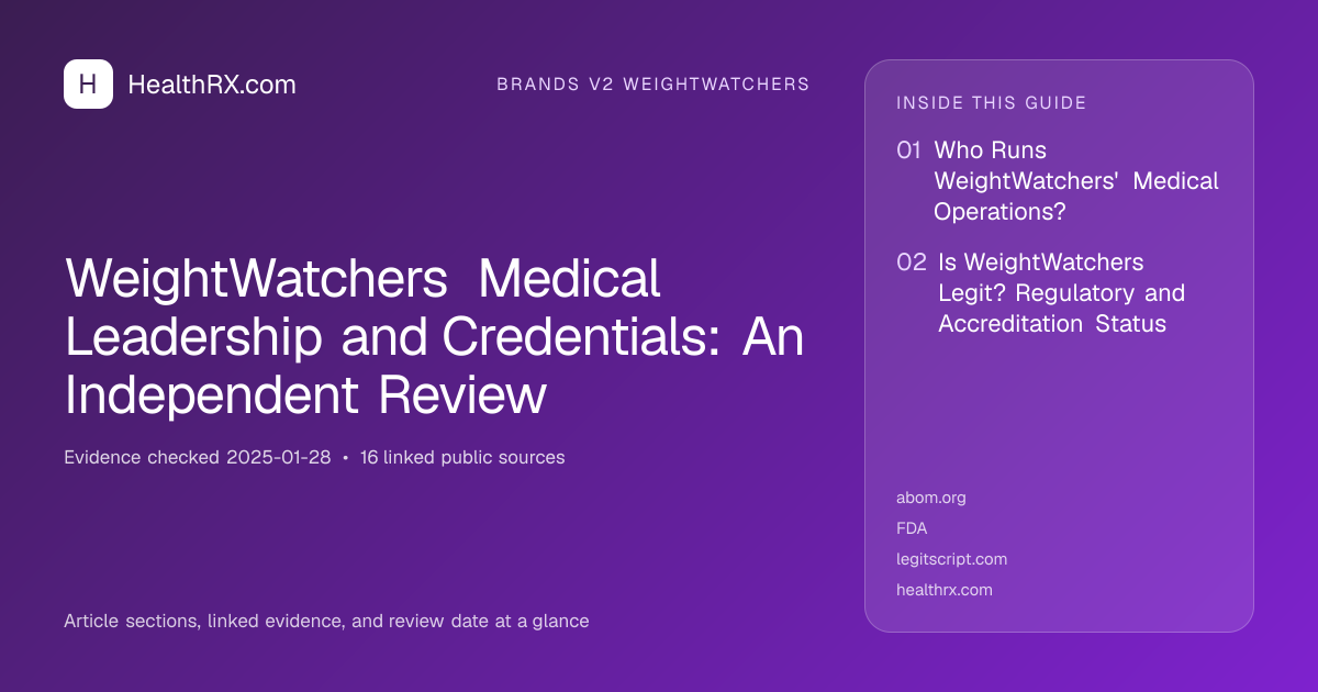 Evidence overview for WeightWatchers Medical Leadership and Credentials: An Independent Review