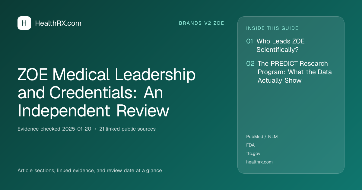 Evidence overview for brands v2 zoe: ZOE Medical Leadership and Credentials: An Independent Review