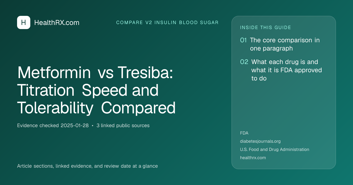 Evidence overview for compare v2 insulin blood sugar: Metformin vs Tresiba: Titration Speed and Tolerability Compared