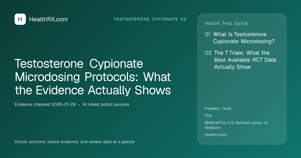 Evidence overview for Testosterone Cypionate Microdosing Protocols: What the Evidence Actually Shows