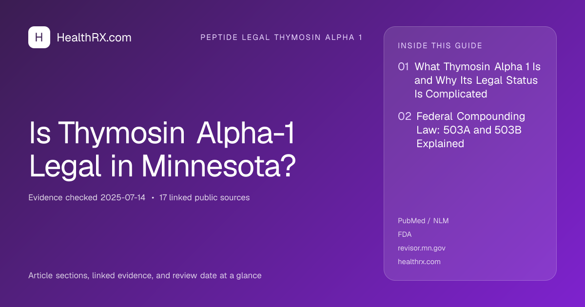 Evidence overview for Is Thymosin Alpha-1 Legal in Minnesota?