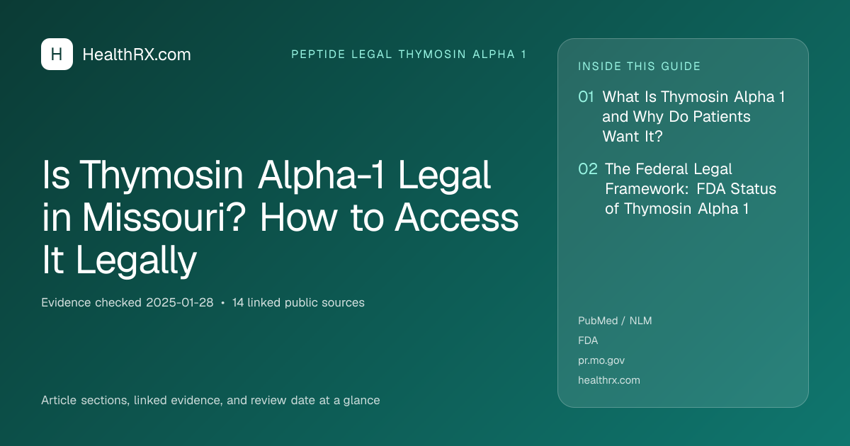 Evidence overview for Is Thymosin Alpha-1 Legal in Missouri? How to Access It Legally