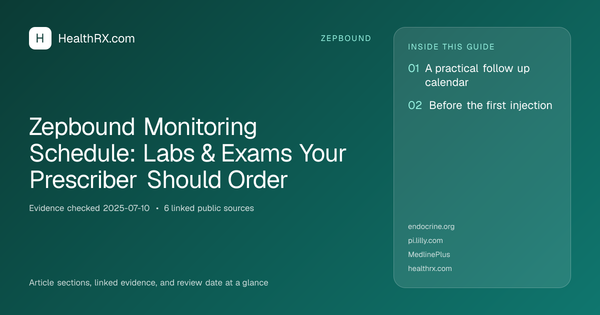 Evidence overview for Zepbound Monitoring Schedule: Labs & Exams Your Prescriber Should Order