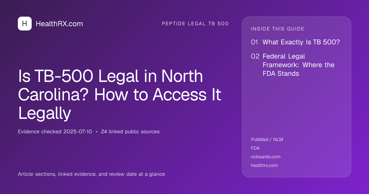 Evidence overview for Is TB-500 Legal in North Carolina? How to Access It Legally