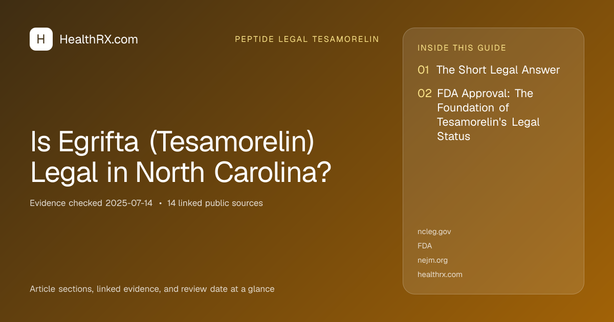 Evidence overview for Is Egrifta (Tesamorelin) Legal in North Carolina?