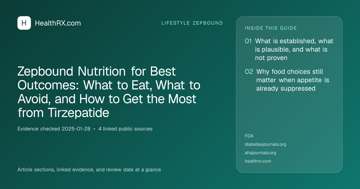 Evidence overview for Zepbound Nutrition for Best Outcomes: What to Eat, What to Avoid, and How to Get the Most from Tirzepatide