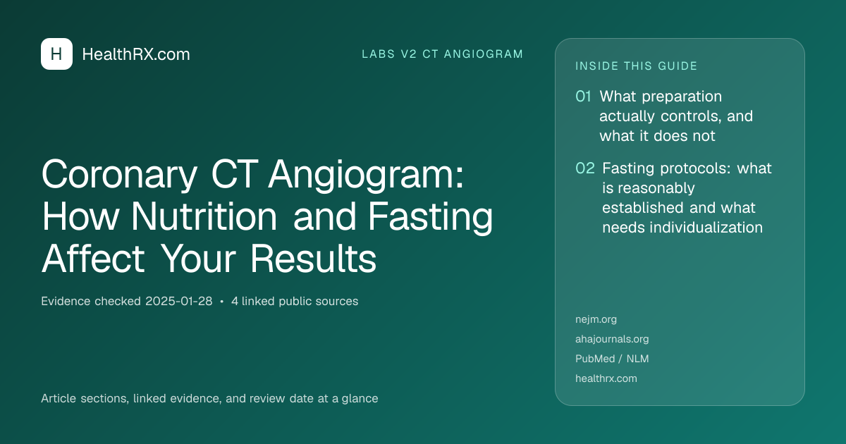 Evidence overview for Coronary CT Angiogram: How Nutrition and Fasting Affect Your Results