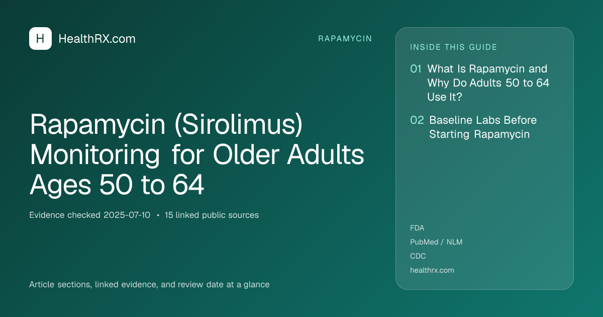 Evidence overview for Rapamycin (Sirolimus) Monitoring for Older Adults Ages 50 to 64