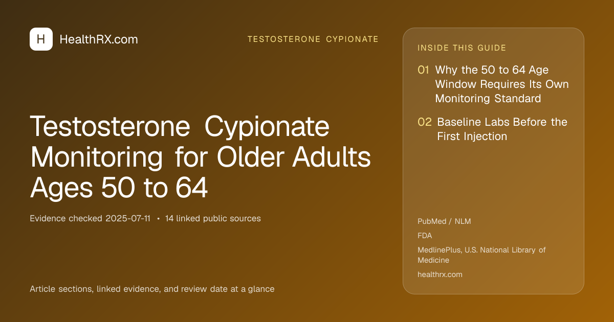 Evidence overview for Testosterone Cypionate Monitoring for Older Adults Ages 50 to 64