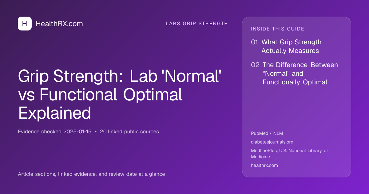 Evidence overview for Grip Strength: Lab 'Normal' vs Functional Optimal Explained