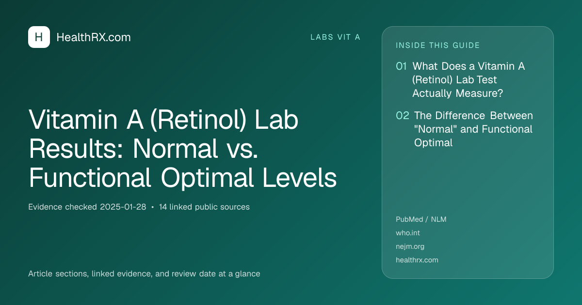 Evidence overview for Vitamin A (Retinol) Lab Results: Normal vs. Functional Optimal Levels