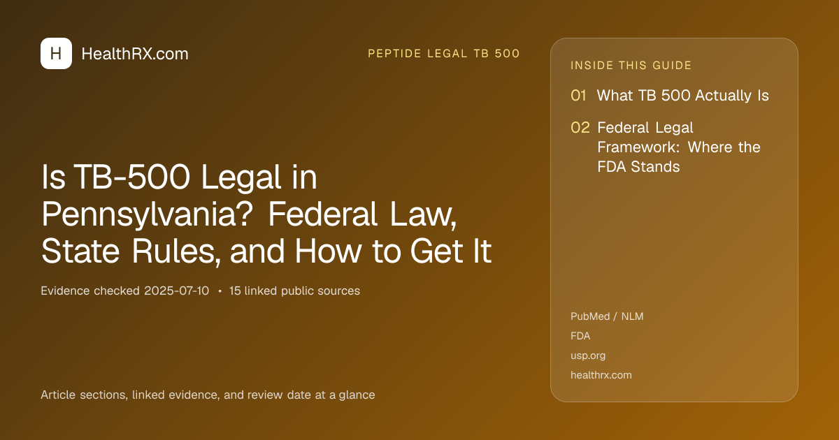 Evidence overview for Is TB-500 Legal in Pennsylvania? Federal Law, State Rules, and How to Get It