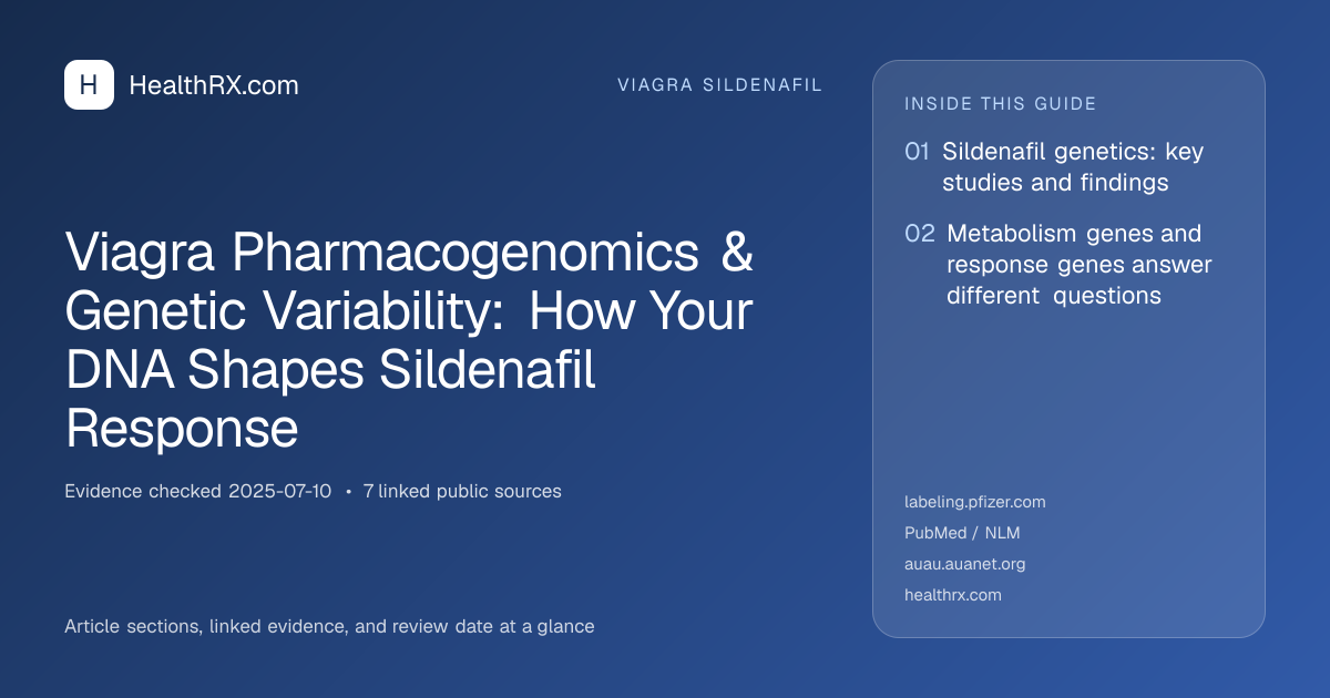 Evidence overview for viagra sildenafil: Viagra Pharmacogenomics & Genetic Variability: How Your DNA Shapes Sildenafil Response