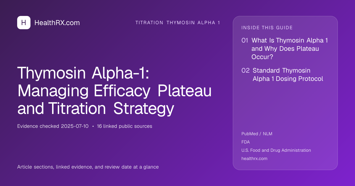 Evidence overview for titration thymosin alpha 1: Thymosin Alpha-1: Managing Efficacy Plateau and Titration Strategy