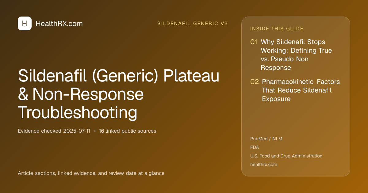 Evidence overview for sildenafil generic v2: Sildenafil (Generic) Plateau & Non-Response Troubleshooting