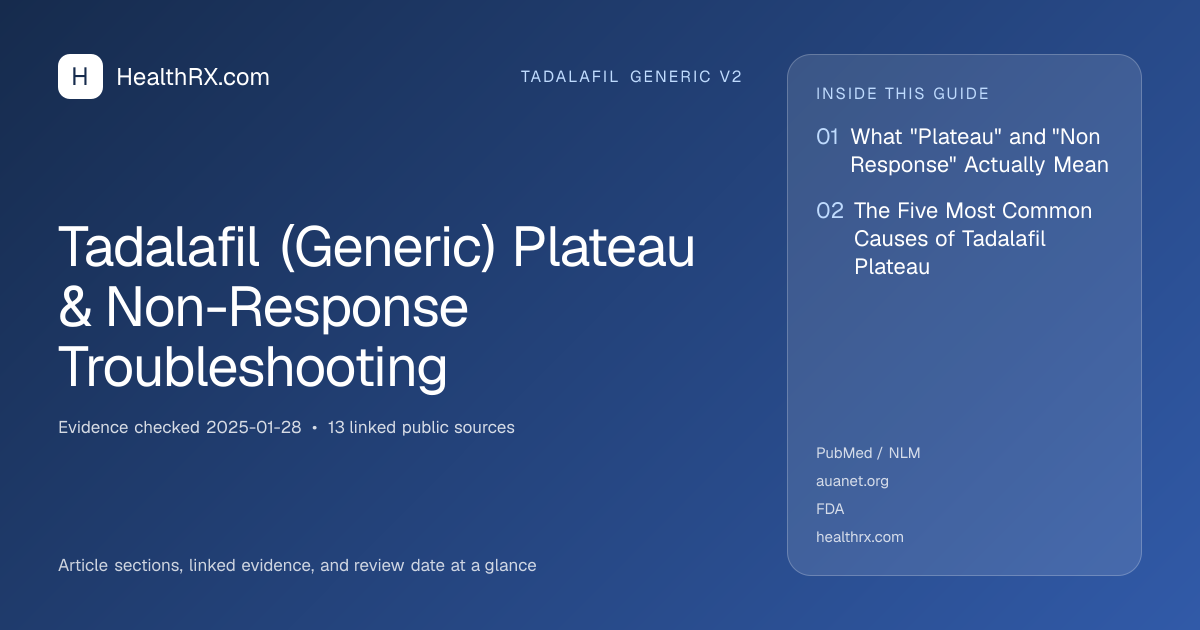 Evidence overview for Tadalafil (Generic) Plateau & Non-Response Troubleshooting