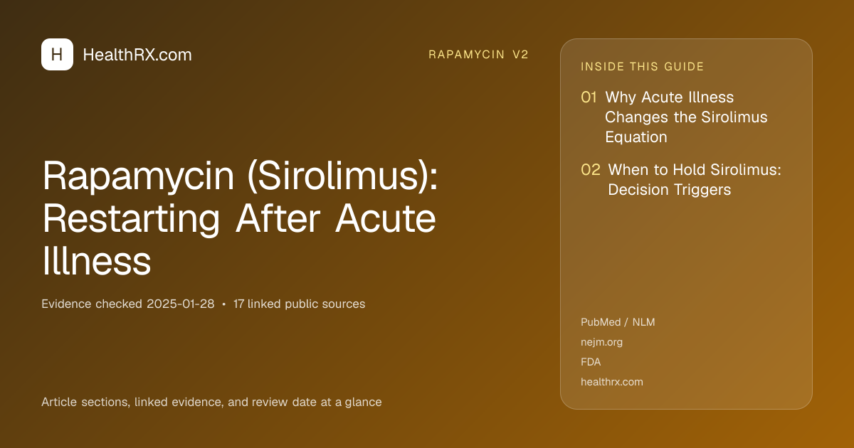 Evidence overview for rapamycin v2: Rapamycin (Sirolimus): Restarting After Acute Illness