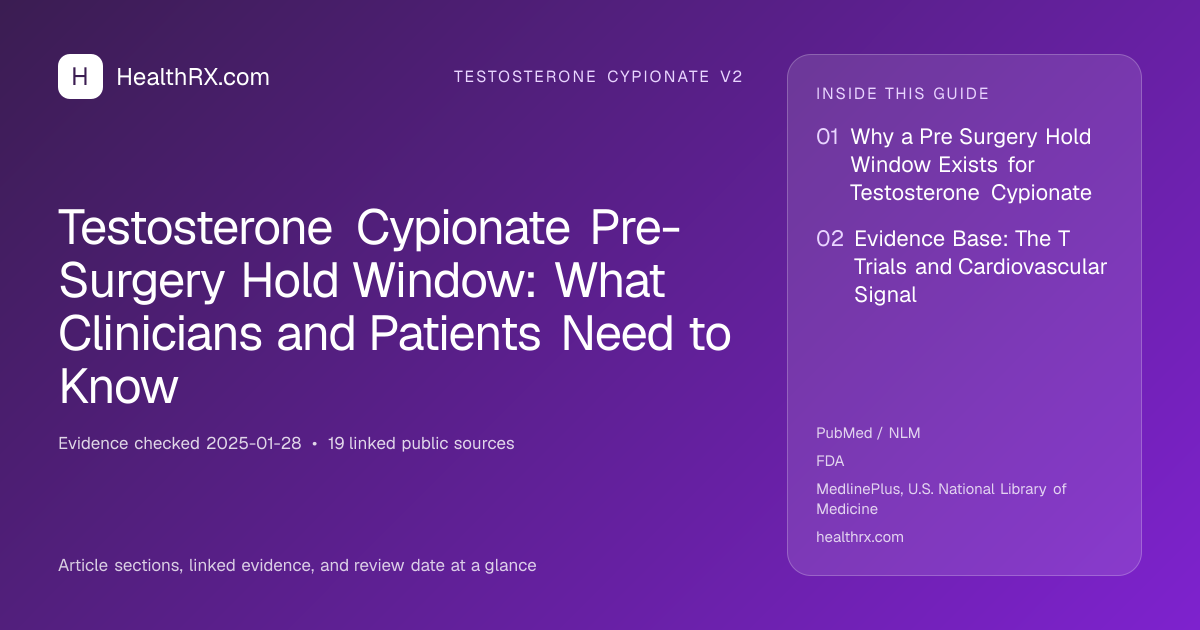 Evidence overview for Testosterone Cypionate Pre-Surgery Hold Window: What Clinicians and Patients Need to Know