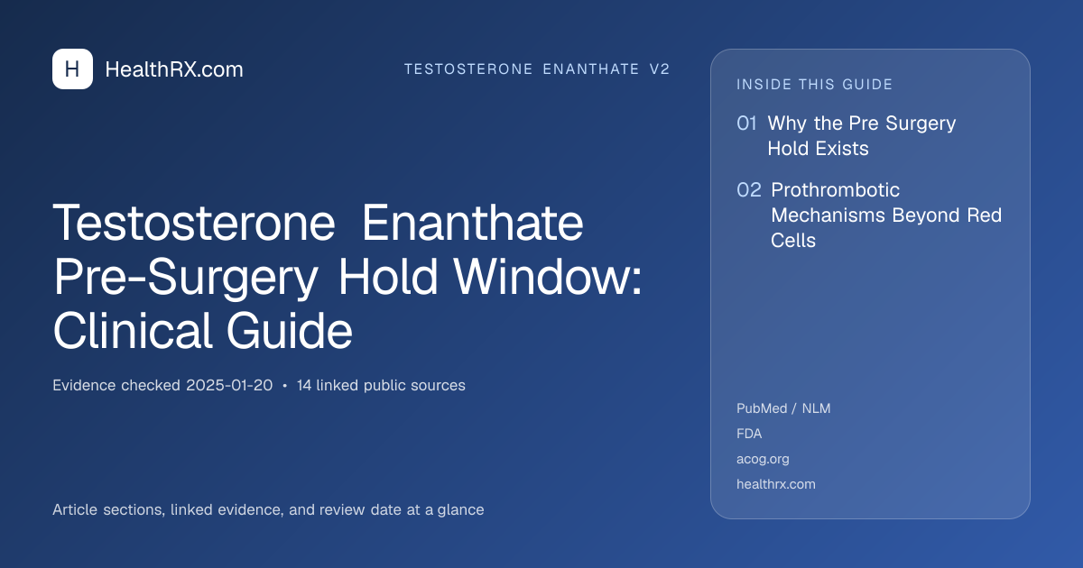 Evidence overview for Testosterone Enanthate Pre-Surgery Hold Window: Clinical Guide