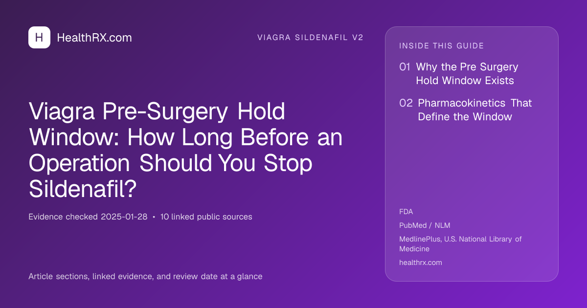 Evidence overview for viagra sildenafil v2: Viagra Pre-Surgery Hold Window: How Long Before an Operation Should You Stop Sildenafil?